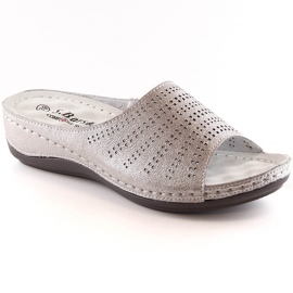 Bequeme Lederhausschuhe für Damen mit Keilabsatz in Rotgold S.Barski BN292 golden