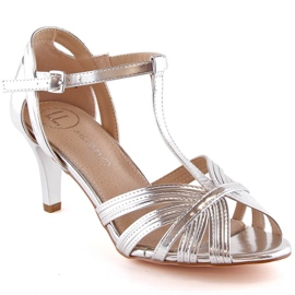 Silber lackierte Damensandalen mit hohem Absatz Filippo DS4301 silber-