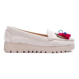 W. Potocki Potocki graue Wildleder-Boho-Loafer mit Fransen