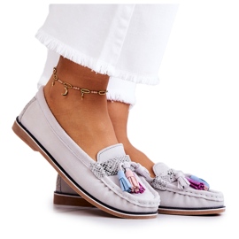 Evento Damen-Loafer aus Wildleder mit Fransen Grau Laressa