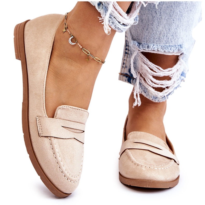 PS1 Bequemer Wildleder-Loafer für Damen Beige Lucca