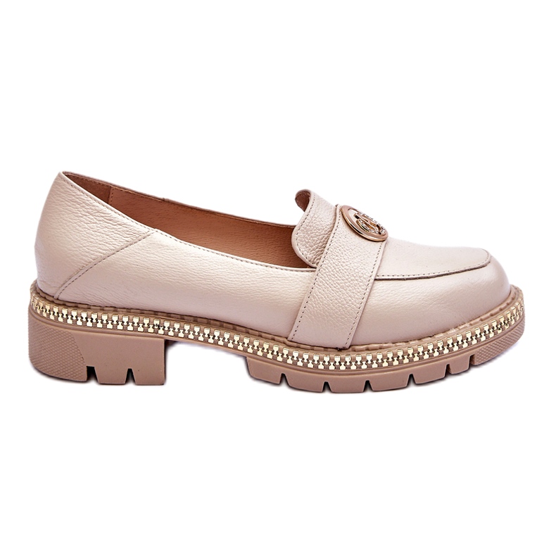 FILIPCZYK Elegante Mokassins aus hellbeigem Leder mit Verzierung