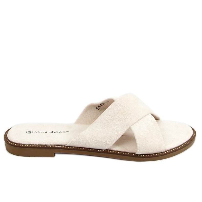 BM Alyson Beige Damen-Pantoffeln in Kreuzform