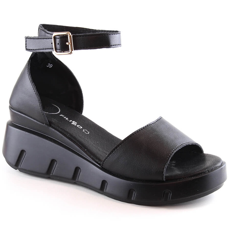 Schwarze Ledersandalen für Damen Filippo DS4455