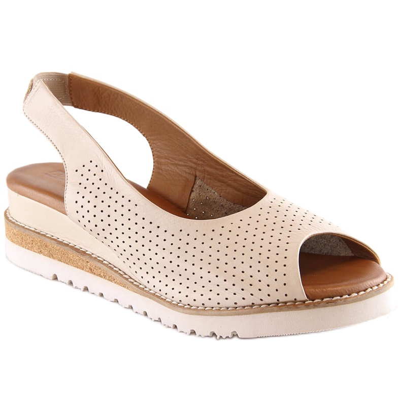 Bequeme beige Ledersandalen für Damen Artiker 50C0863