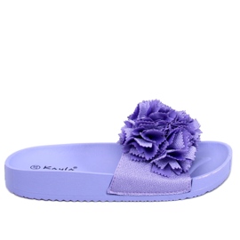 Damenhausschuhe mit Blumen Traille Purple lila