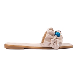 Flache Damensandalen von Shelovet in Beige
