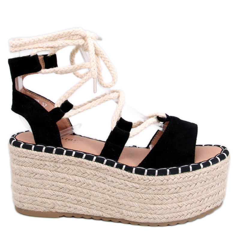BM Marge Schwarze Espadrilles mit Keilabsatz