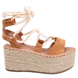 BM Marge Camel Espadrilles mit Keilabsatz braun