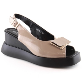 Lackierte Damen-Keilsandalen Jezzi SA209-4 beige