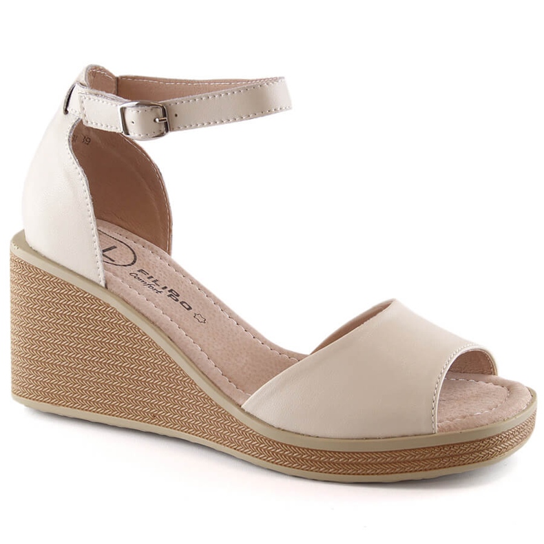 Bequeme Keilsandalen aus Leder für Damen Filippo DS4507 beige