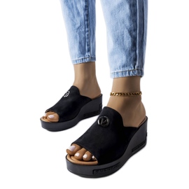 BM Vincez schwarze Sandalen mit hohem Keilabsatz