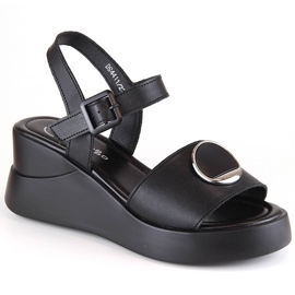 Keilsandalen aus schwarzem Leder für Damen Filippo DS4411