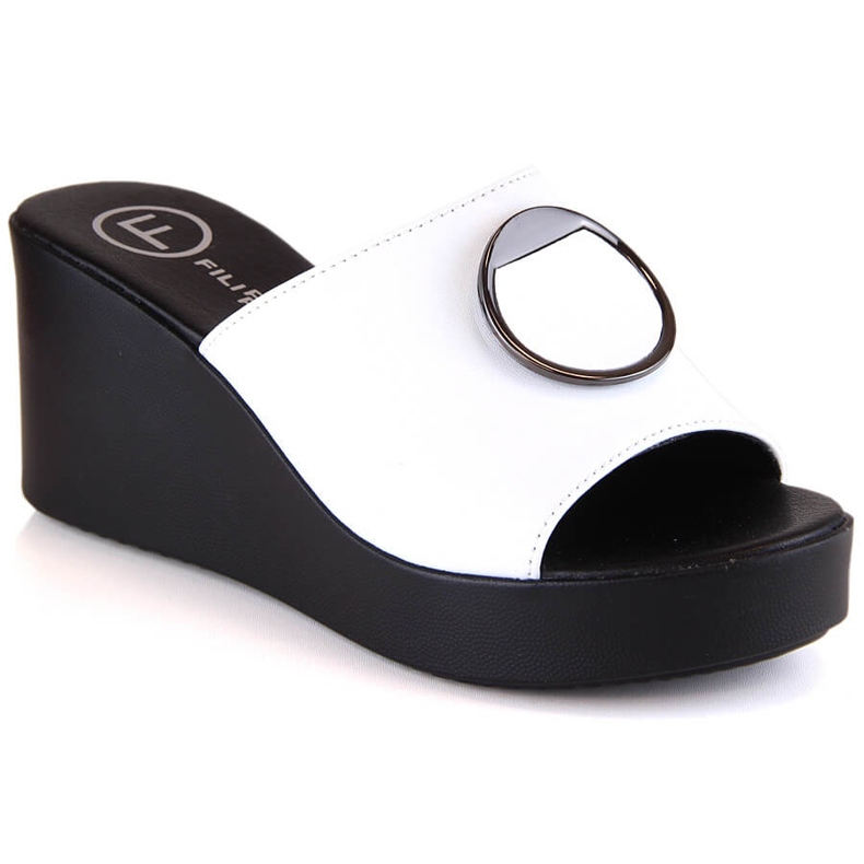 Weiße Lederkeilhausschuhe für Damen Filippo DK4610