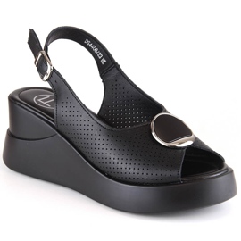 Keilsandalen aus schwarzem Leder für Damen Filippo DS4406