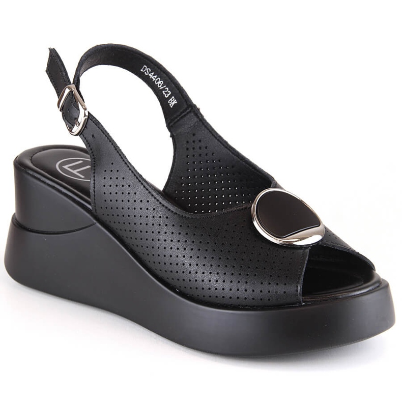Keilsandalen aus schwarzem Leder für Damen Filippo DS4406