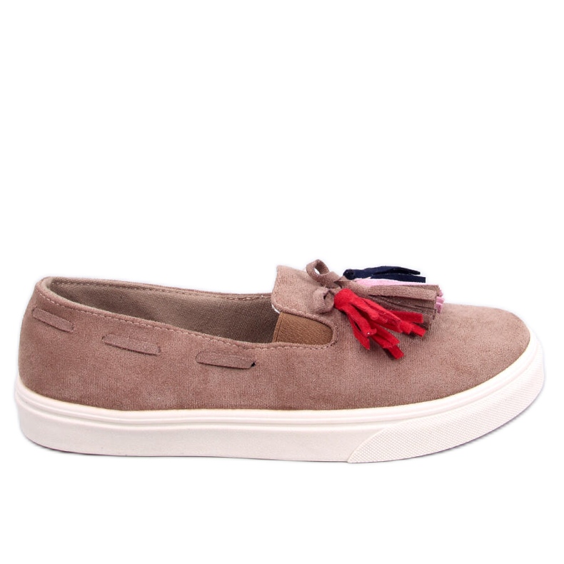 Salma Khaki Frühlings-Sneakers mit Fransen beige