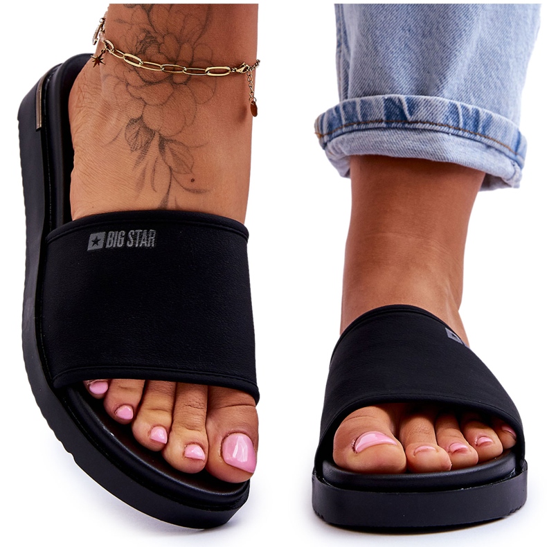 Damen-Plateauhausschuhe Big Star LL274930 Schwarz