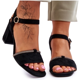 Damensandalen aus Wildleder mit niedrigem Absatz Schwarz Loredo