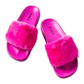 Pinke Pantoletten mit Fell von Raffaele rosa