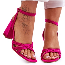 Klassische fuchsiafarbene Bernett Wildleder-Sandalen rosa