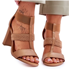 Camel Marren High Heel Ledersandalen braun