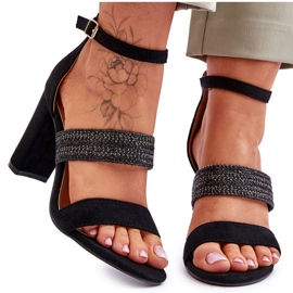 Wildledersandalen mit geflochtenem Absatz Black Roselia schwarz
