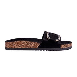 Plateau-Hausschuhe aus Veloursleder für Damen Schwarz Festil