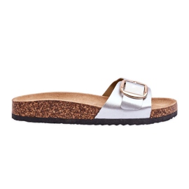 Damen Classic Cork Plateaupantoffeln Silber Noa