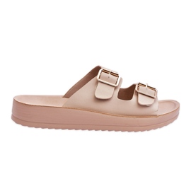 Damen-Plateau-Sandalen mit Streifen Beige Clever