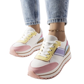 Pinkfarbene Sneaker mit Glitzereinsätzen von Lang rosa