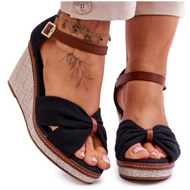 Keilsandalen für Damen Schwarz Daphne