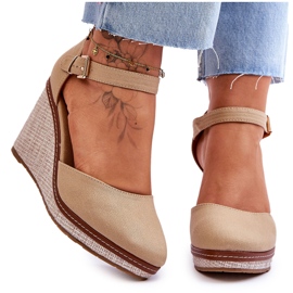 Klassische Keilsandalen für Damen Dunkelbeige Malani