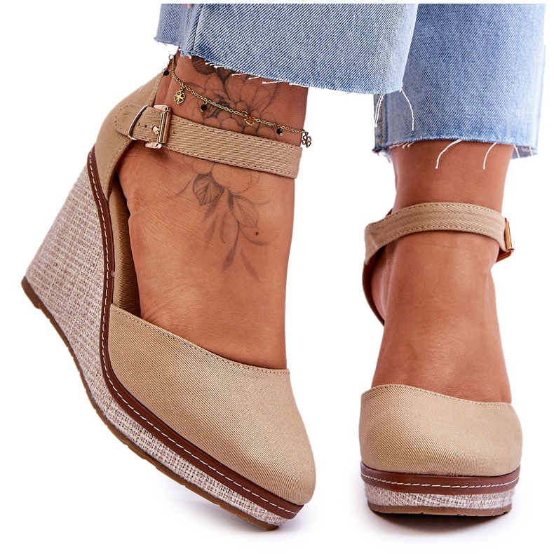 Klassische Keilsandalen für Damen Dunkelbeige Malani