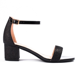 Schwarze Shelovet Damensandalen mit niedrigem Absatz