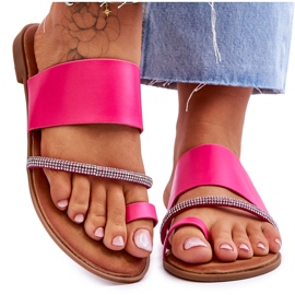 Damen-Flip-Flops mit dekorativem Riemen Fuchsia Sublime rosa