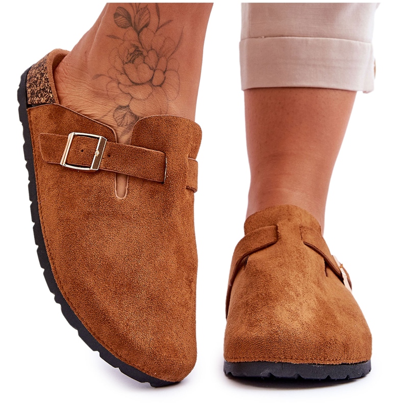 Camel Vellma Wildleder Kork Plateauschuhe braun