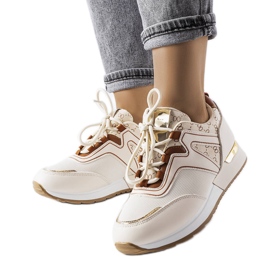 Beige Sneakers mit goldenen Details von Bedord