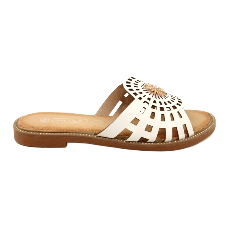 Modische durchbrochene Damen-Flip-Flops mit Zirkonen Filippo DK4621/23 WH Weiß