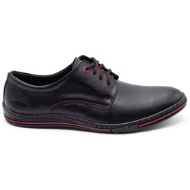 Olivier Leder Herrenschuhe 295LU schwarz mit rot
