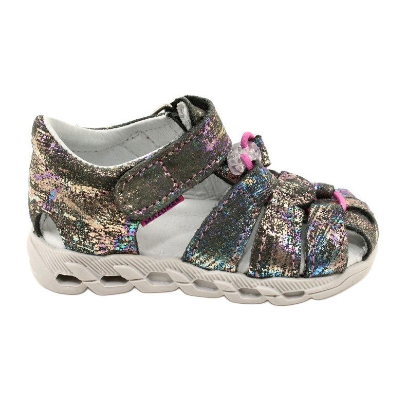 Mädchen Sandalen glänzende Leder Mazurek 1364 Metallic grau