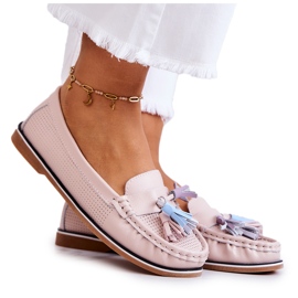 Evento Damen-Leder-Loafer mit Fransen Rosa Laressa