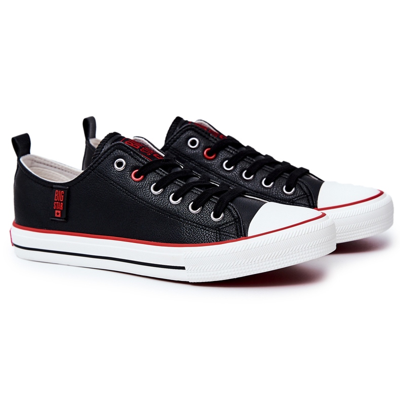 Herren Leder Sneakers Big Star JJ174068 Schwarz