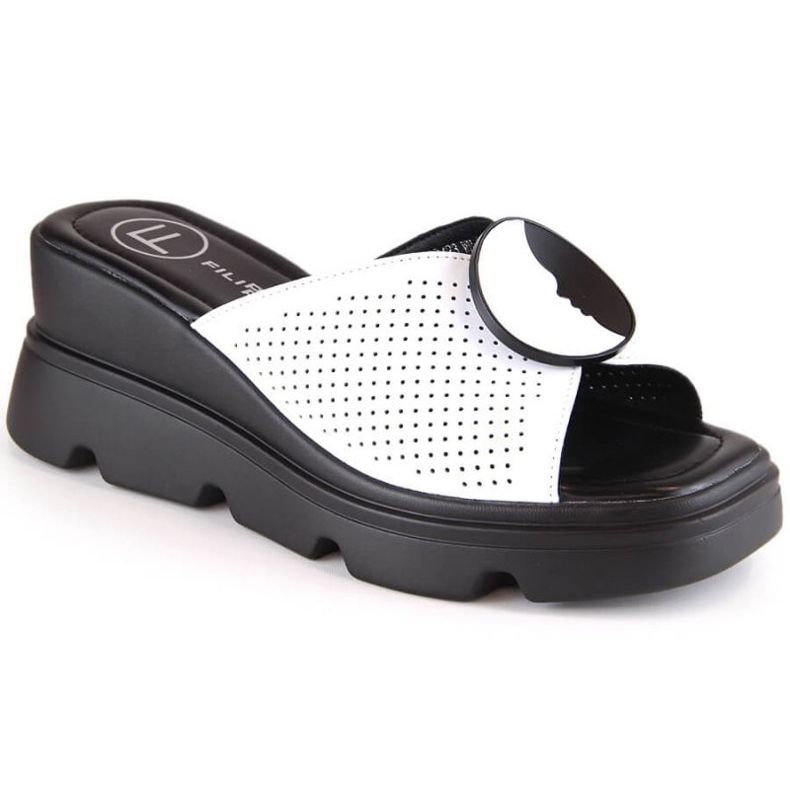 Filippo W DS4608 Keilsandalen aus Leder weiß