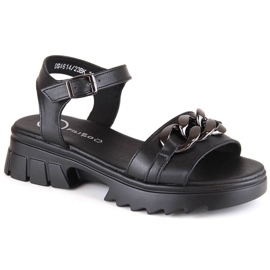 Ledersandalen mit Kette Filippo DS4614 schwarz