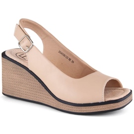 Bequeme Keilsandalen aus Leder Filippo W DS4508 beige