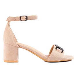 W. Potocki Potocki beige Wildleder-Sandalen mit hohen Absätzen