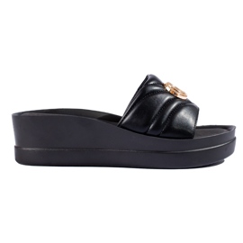 W. Potocki Schwarze Keilpantoffeln für Damen von Potocki