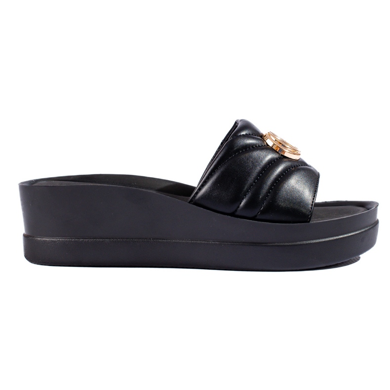 W. Potocki Schwarze Keilpantoffeln für Damen von Potocki