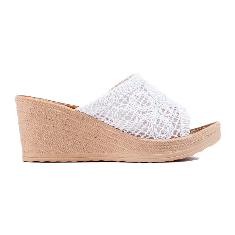 W. Potocki Damen-Keilhausschuhe mit einem durchbrochenen weißen Potocki-Streifen